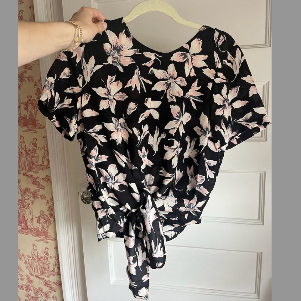 Madewell Silk Button-Back Tie Tee in Winter Orchid, Size M